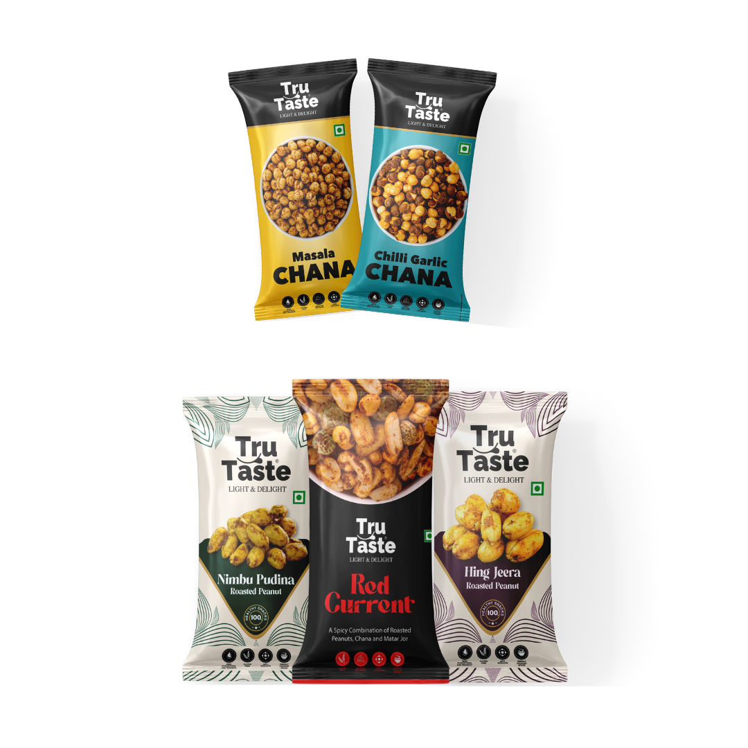 Combo pack of roasted peanuts and chana snacks
