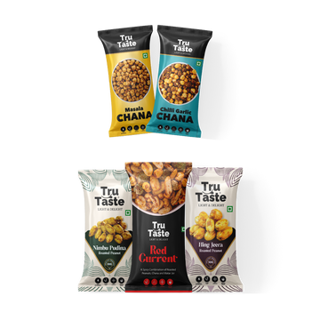 Combo pack of roasted peanuts and chana snacks